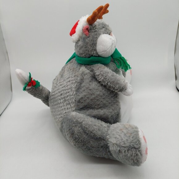 Fat Cat Gray White Plush Design West Neiman Marcus Stuffed Animal Christmas - Picture 2 of 12